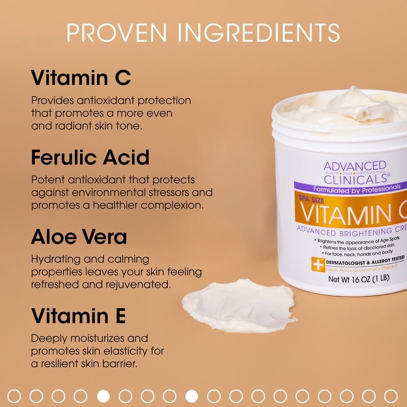 ADVANCED CLINICALS Vitamin C – Advanced Brightening Cream – 16 oz