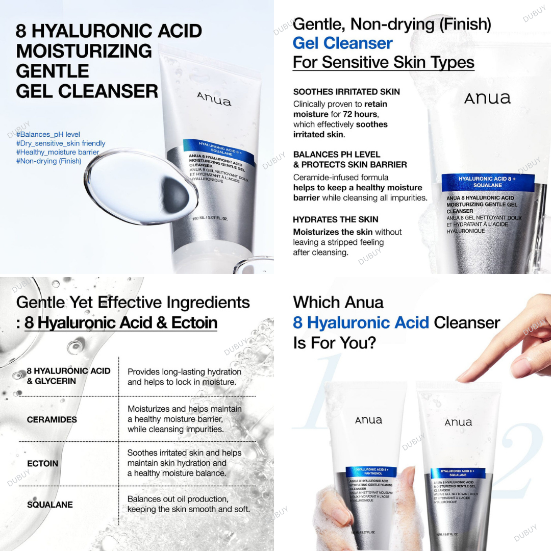 Anua 8 Hyaluronic Acid Moisturizing Gentle Gel Cleanser 150ml