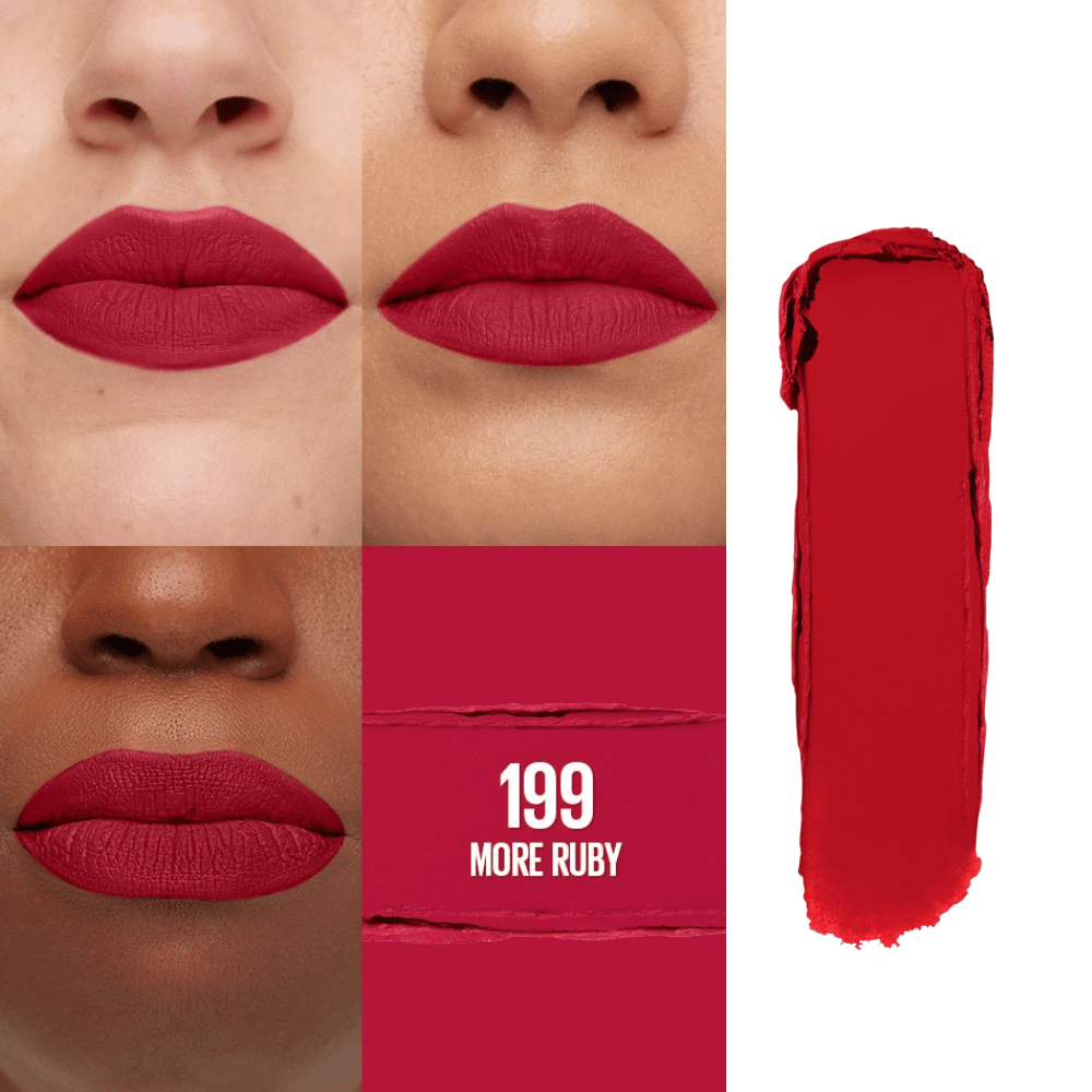 Maybelline New York Color Sensational Ultimatte Matte Lipstick – 199 More Ruby