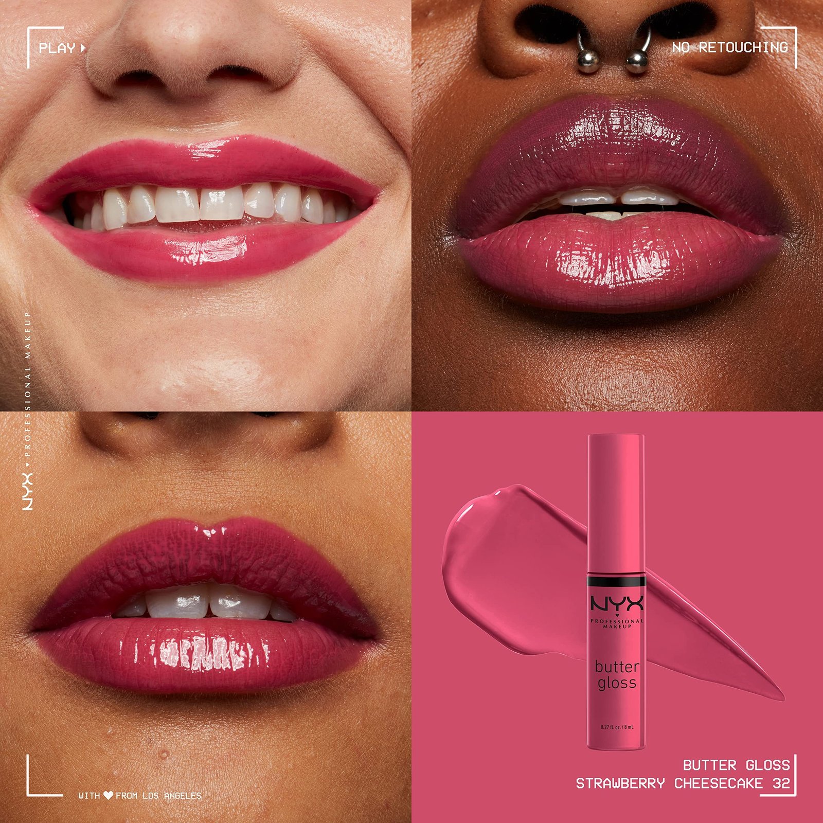 Nyx Cosmetics Butter Gloss Non-Sticky Lip Gloss Cream – Strawberry Cheesecake