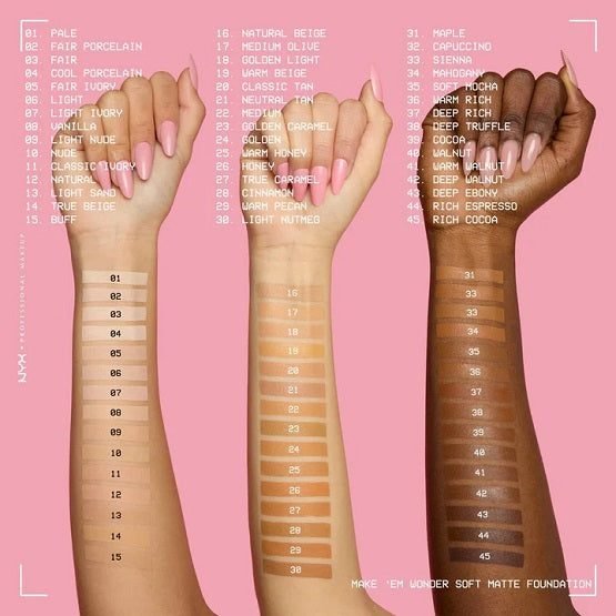 NYX – Make ‘Em Wonder Soft Matte Buildable Foundation – 01 Pale